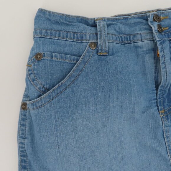 Gloria Vanderbilt Women 8 Blue Denim Jean Skort Skirt Built in Shorts Pockets - Picture 2 of 13